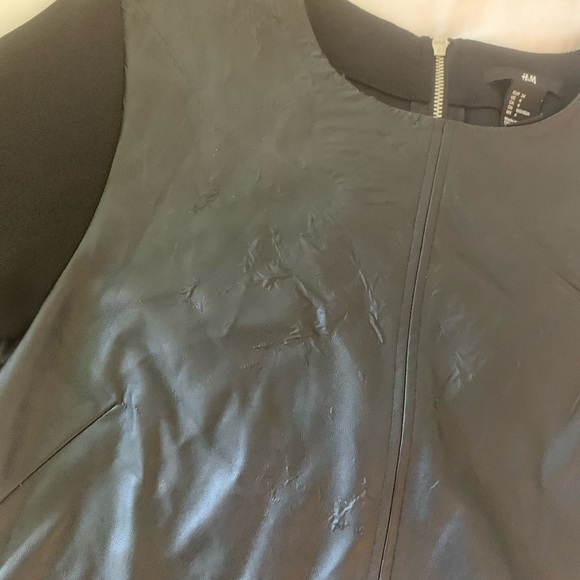 H&M Black Leather Short Sleeve Top With Solid Back - Picture 7 of 14
